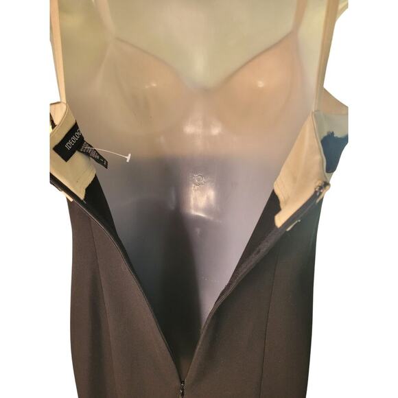 Ideology Strap Dress Blk/Cream Lace Slit Hem Sz 4 - Picture 4 of 5